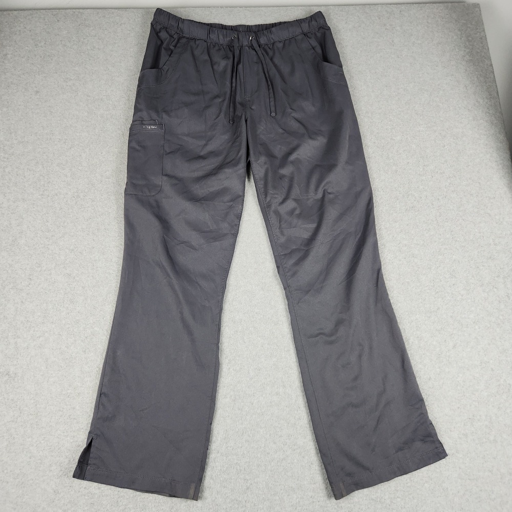 HH Works by Healing Hands Scrub Pants Womens L Gray Rebecca Elastic Drawstring
